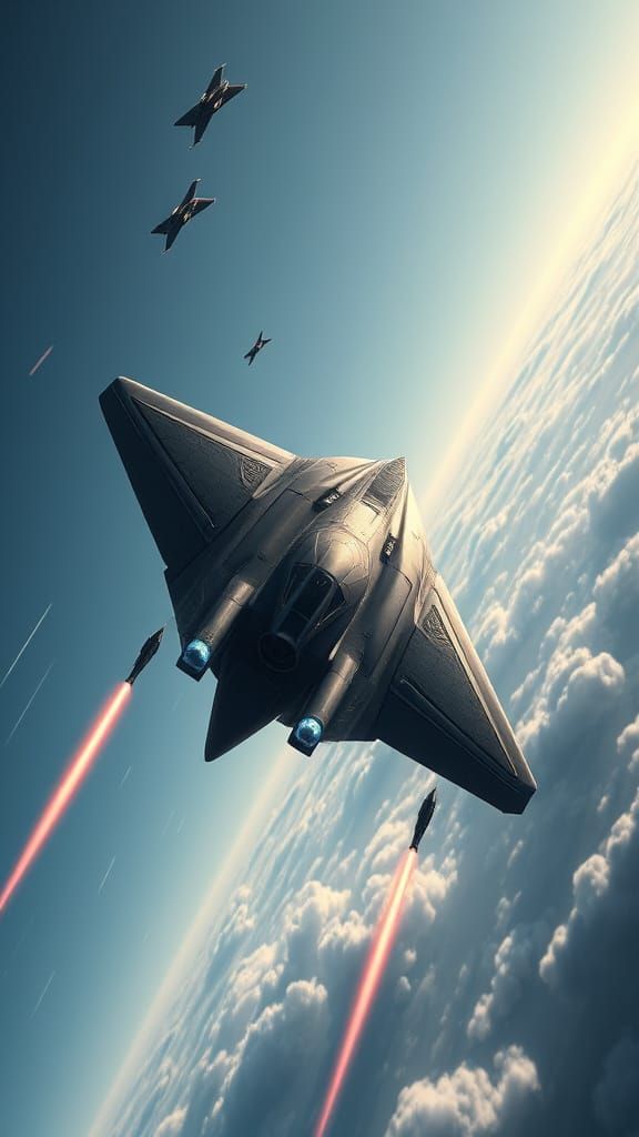 Futuristic Stealth Jet Fighter Dogfight