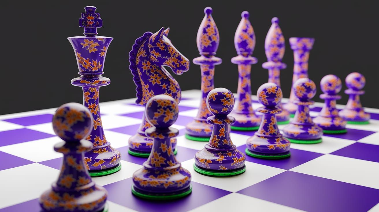 Floral Wedgwood Chess Set on Giant Board