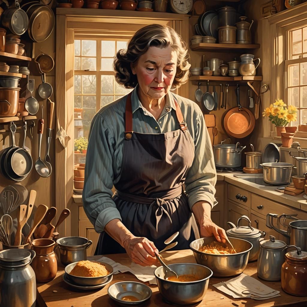 Cozy Kitchen Illustration of Maggie Lyle with Recipes