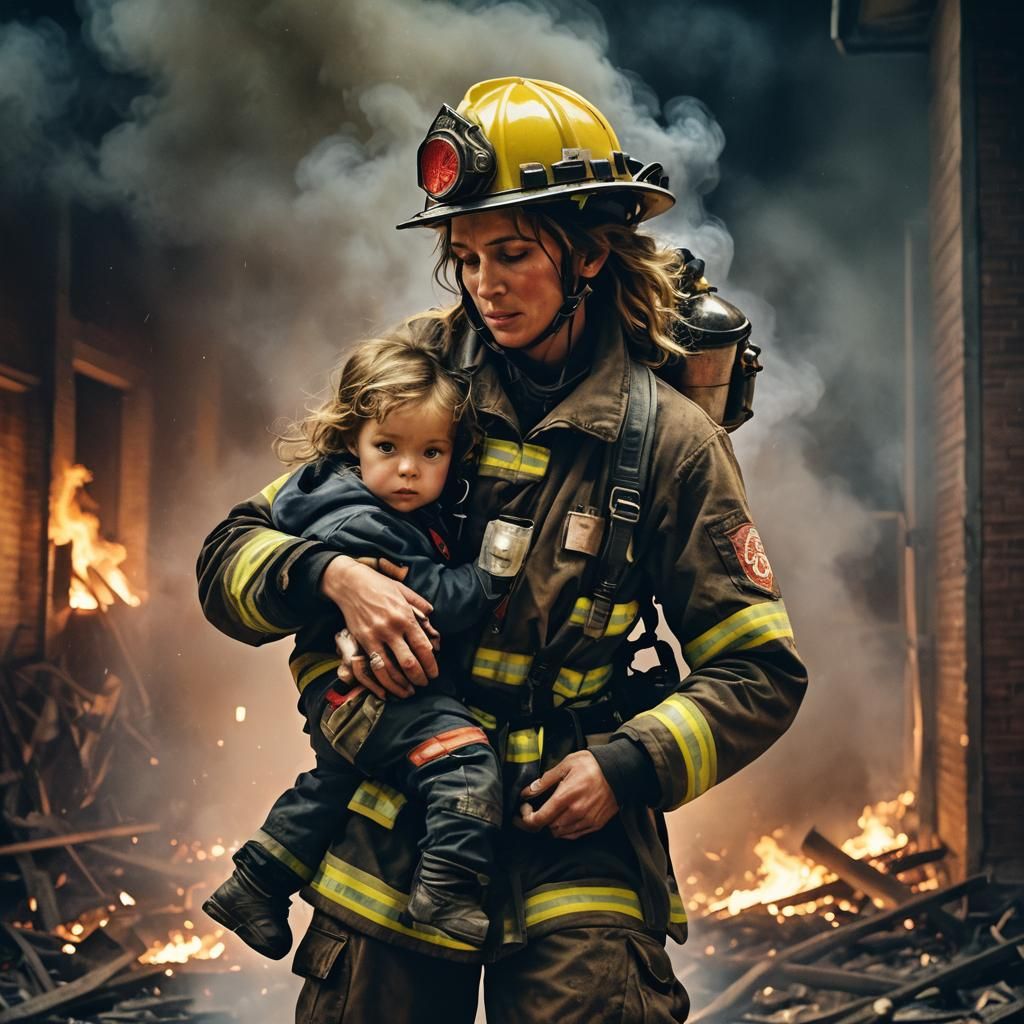 Firefighter Rescues Child from Burning Building