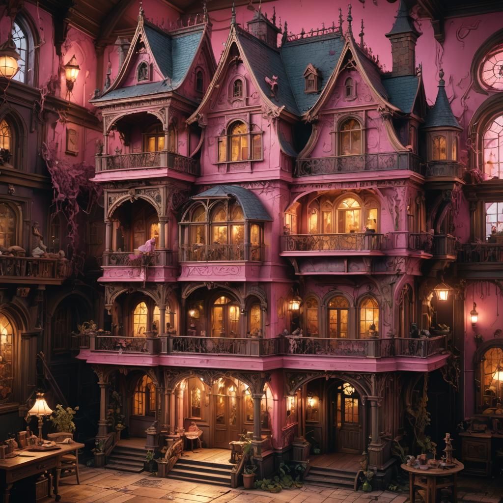 Haunted Dollhouse in Dark Fantasy Style