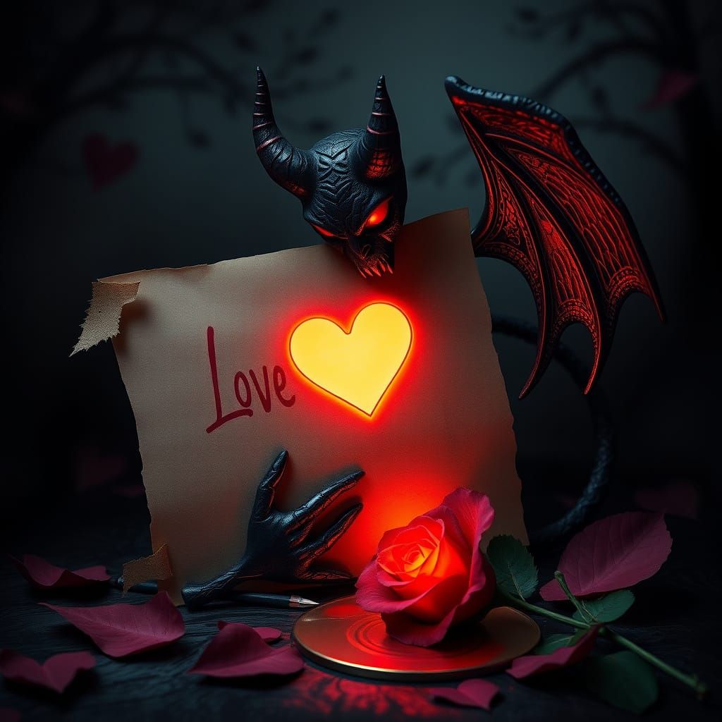 Eerie Valentine's Love Letter with Devil Rose