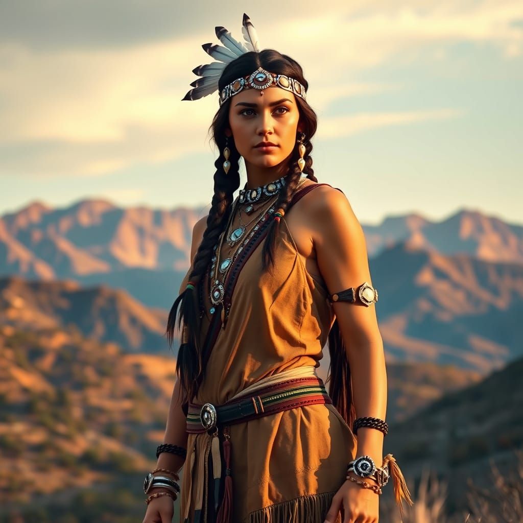 Jessica Alba as Pocahontas in Art Nouveau Style