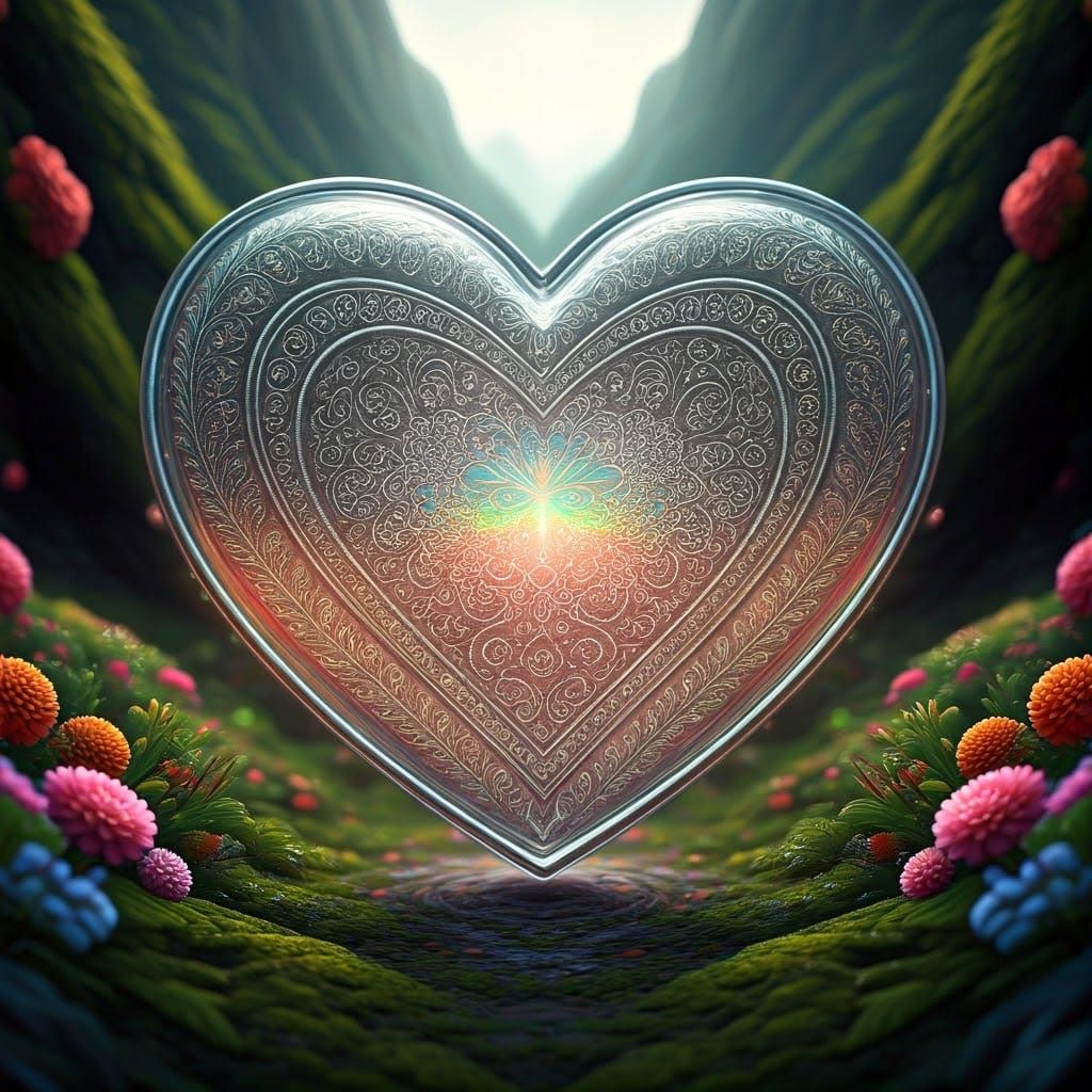 Rainbow Butterflies in Heart-Shaped Container