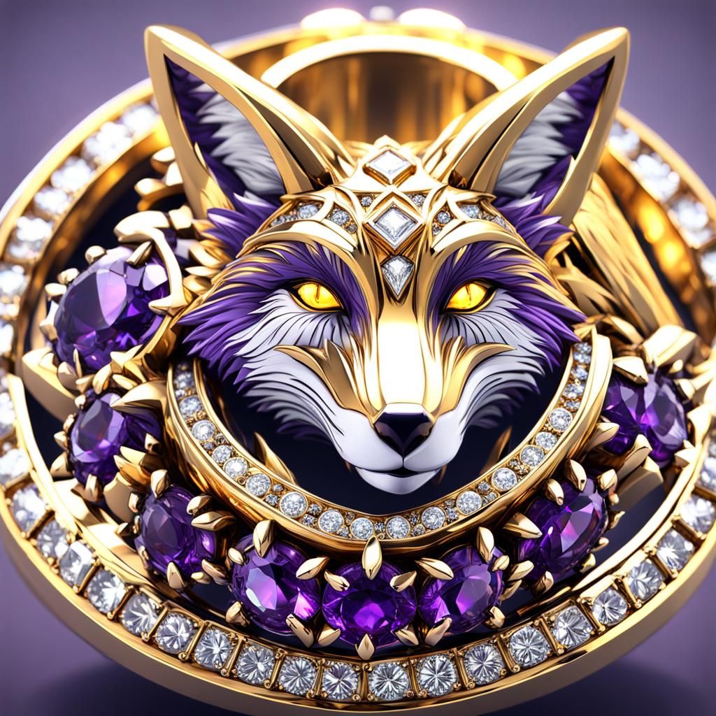 Fox Diamond Ring in Dark Fantasy Style