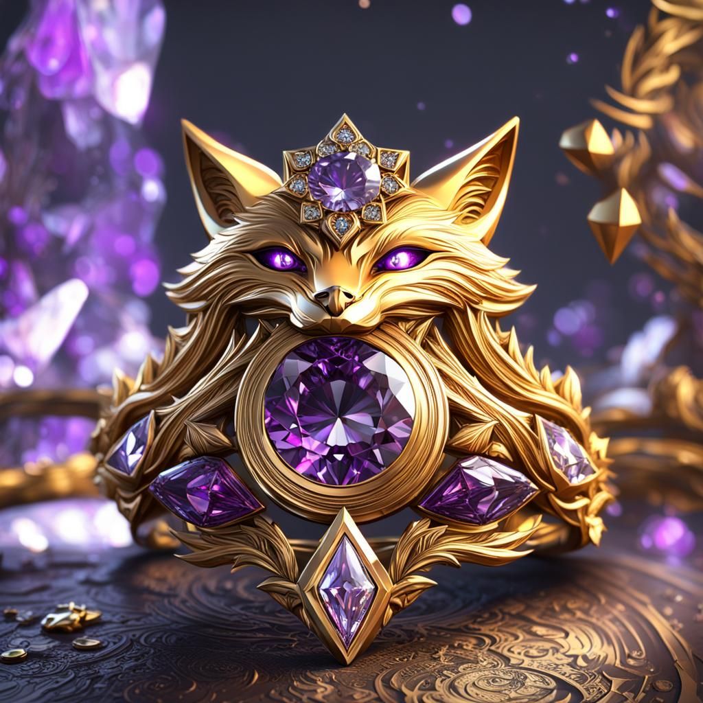 Fox Diamond Ring in Dark Fantasy Style