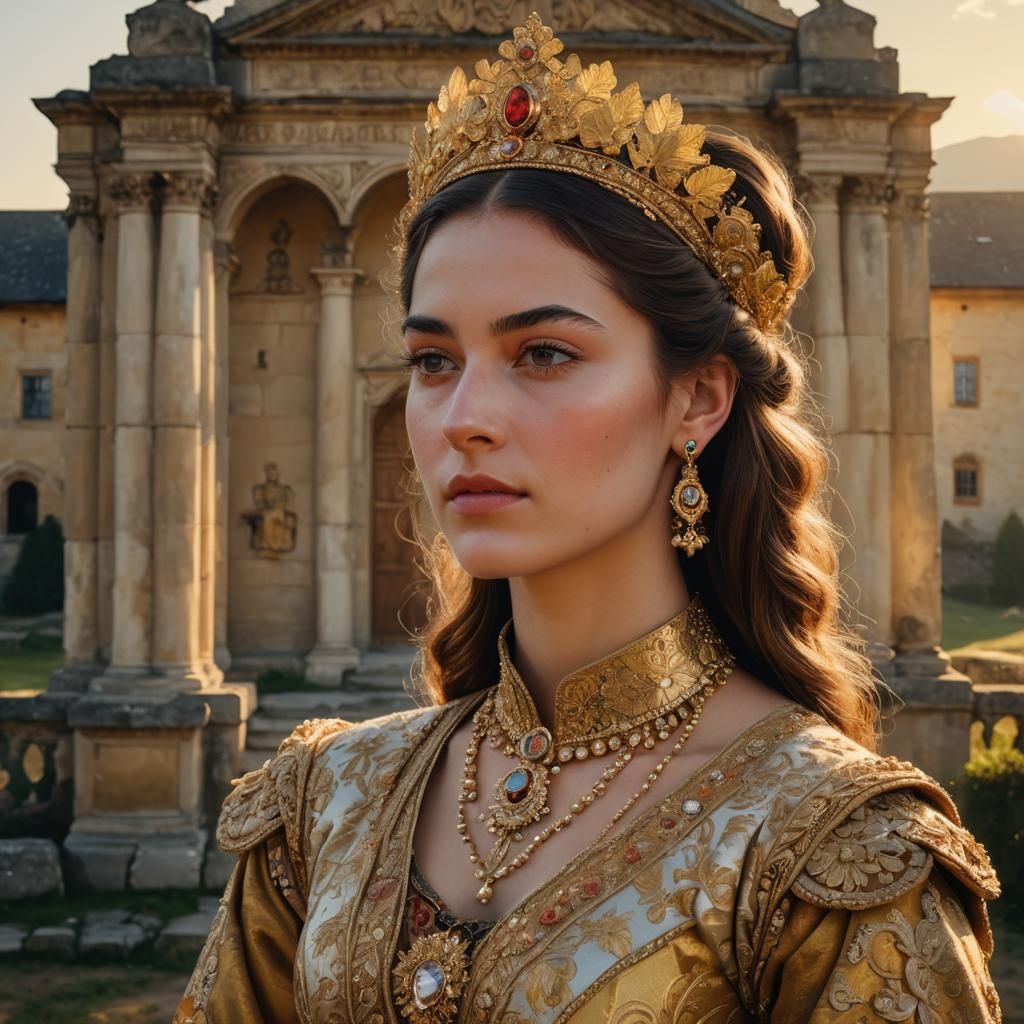 Georgian Queen Portrait in Realistic Digital Art