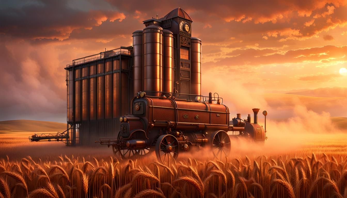 Steampunk Grain Elevator on the Prairie