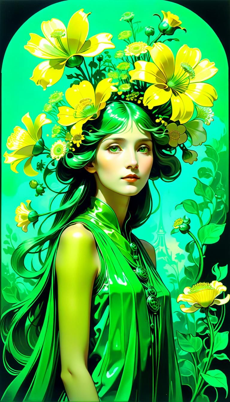 Surreal Cellophane Flowers in Art Nouveau Style