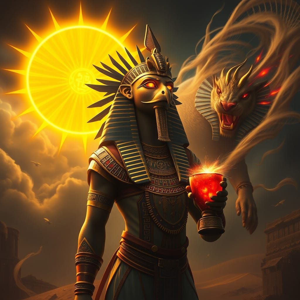 Egyptian Sun God Ra Transforms into Fierce Lioness Goddess S...