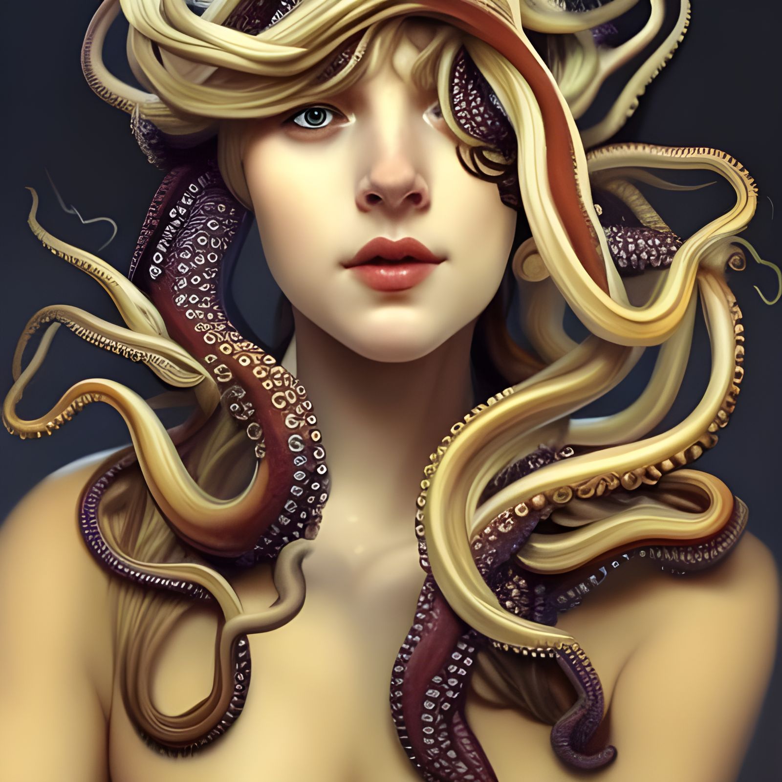 Octopus Haired Lady: Photorealistic Concept Art