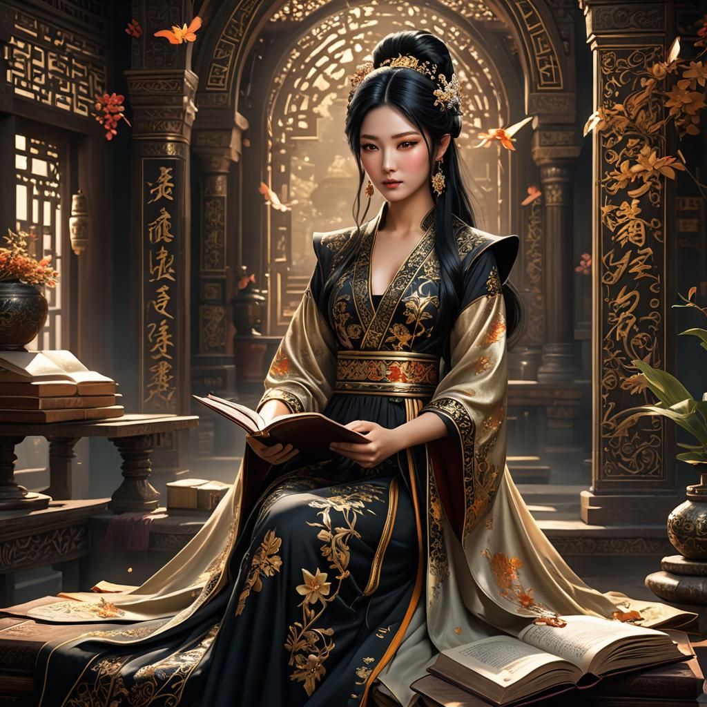 Beautiful Oriental Fairy Arising from Open Book