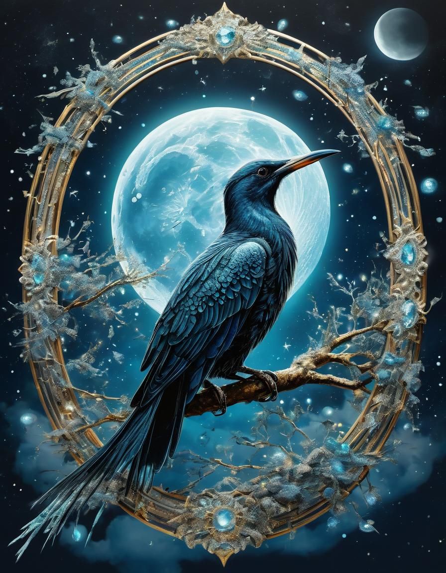 Giant Moonbird Double Exposure in Diamond Painting Style