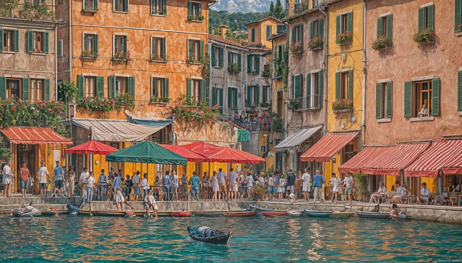 Portofino Sunset in 19th-Century Painting Style
