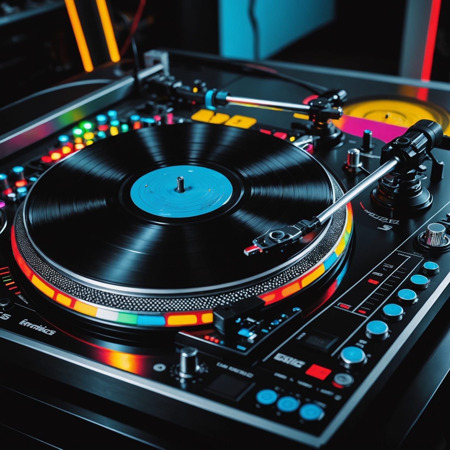 Vibrant Turntables with Black and White Contrast