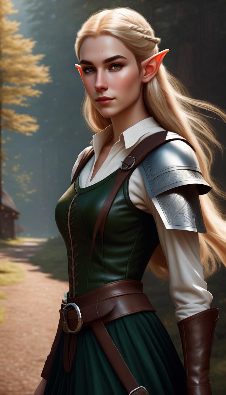 Elf girl half-figure portrait