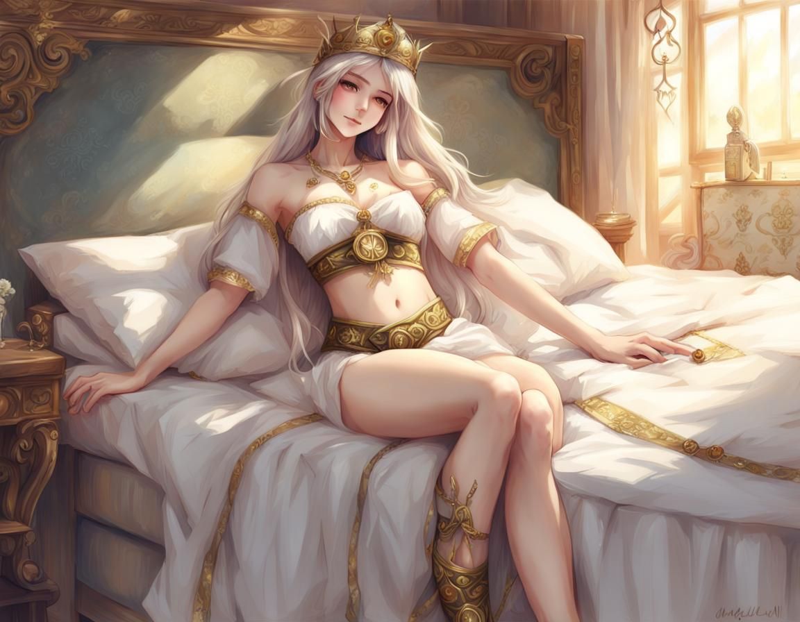 Queen in Greek Outfit: Realistic, Detailed Rendering