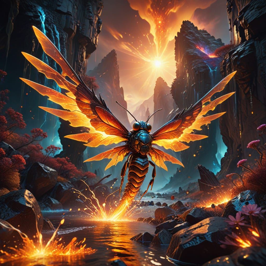 Celestial Landscape with Molten Crystals and Plasma Rivers