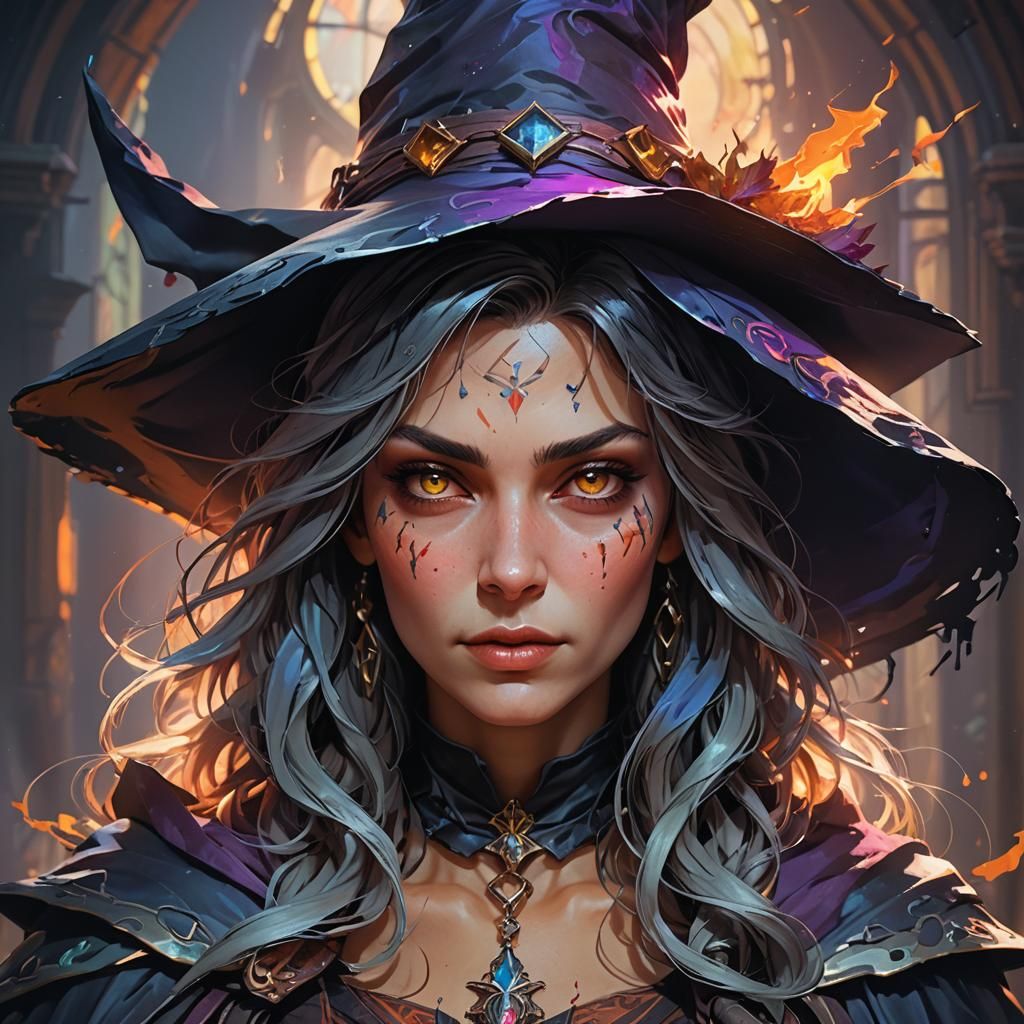 Mystical Witch Portrait with Dynamic Lighting
