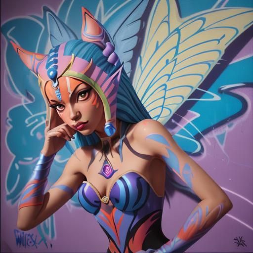 Ahsoka as Winx Club Fairy in Graffiti Art
