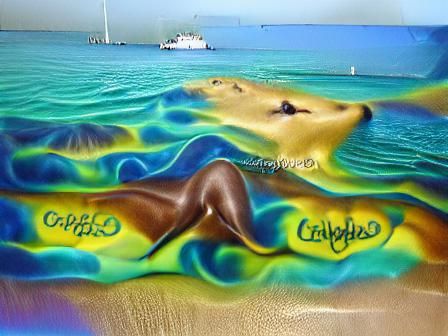 Colorful Airbrush Art of Calypso in the Ocean