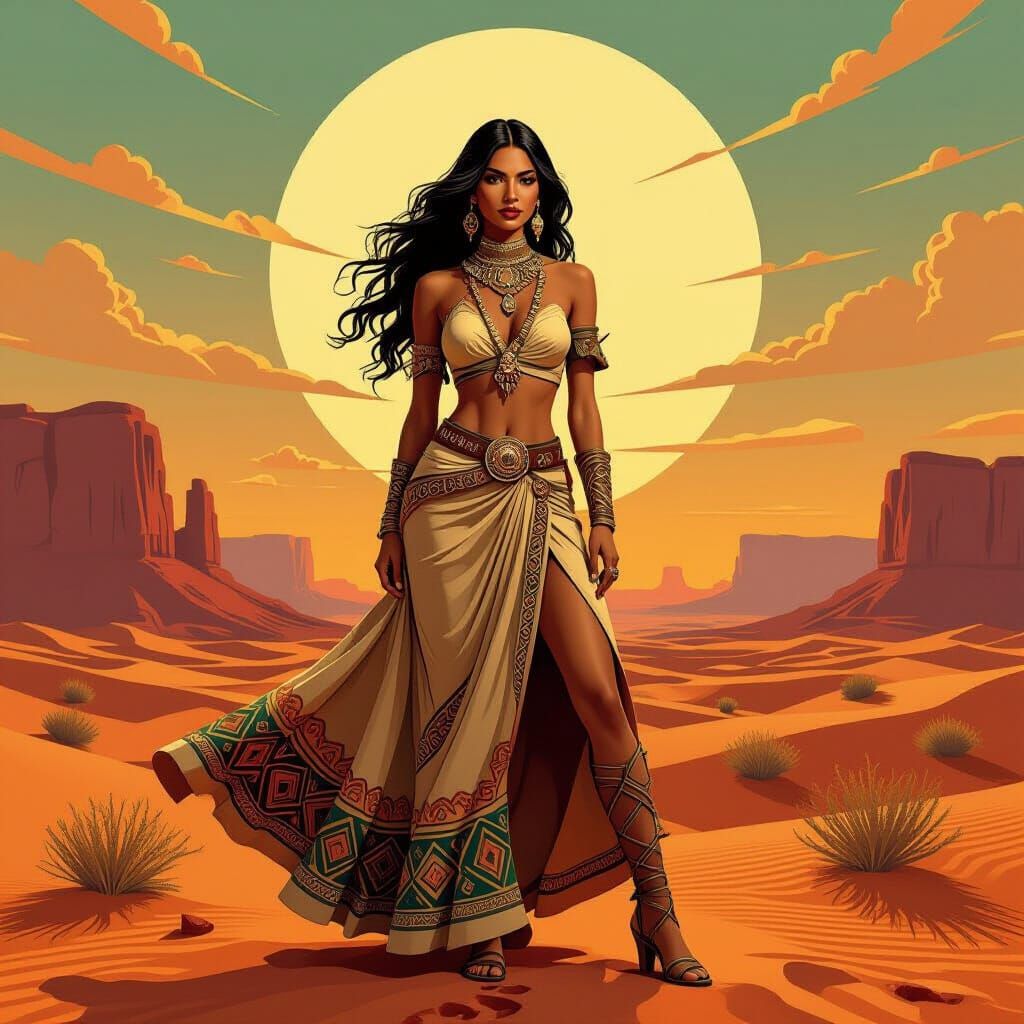 Regal Desert Woman Inspired by Roadrunner Spirit