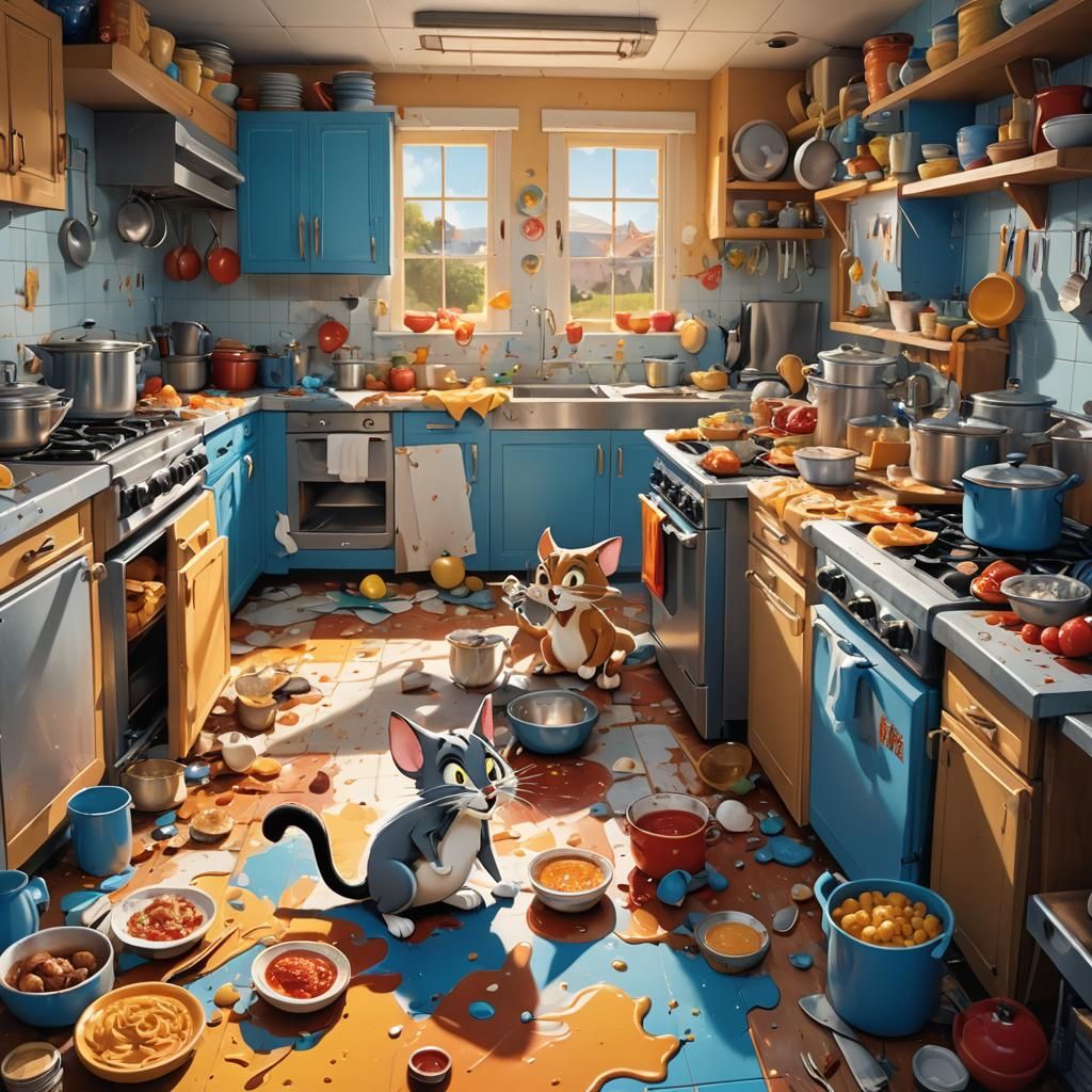 Tom and Jerry in Hyperrealistic Looney Tunes Style