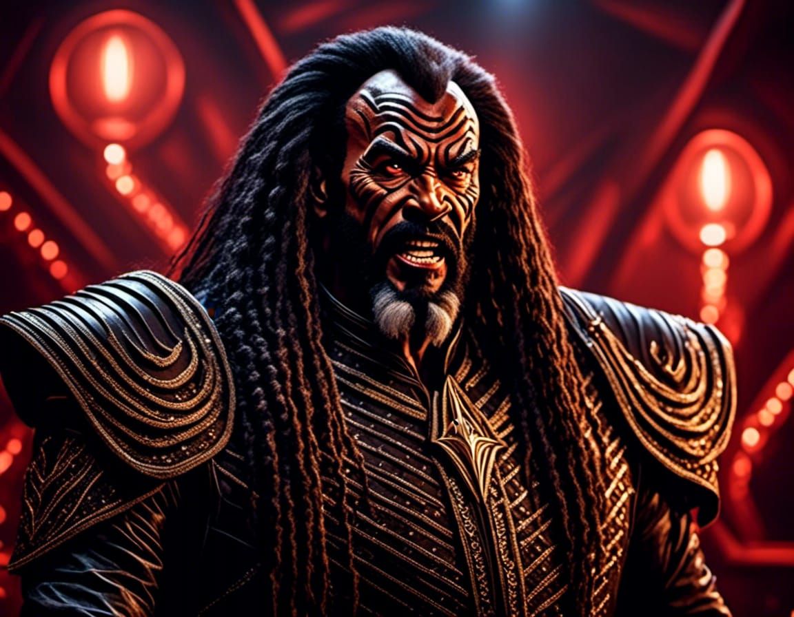 Klingon Officer Screaming on Bridge as Oil Painting