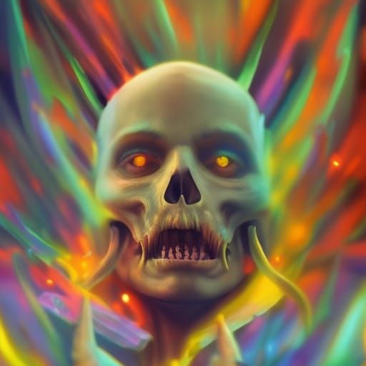 Hipster Skeleton Portrait in 90s Anime Style