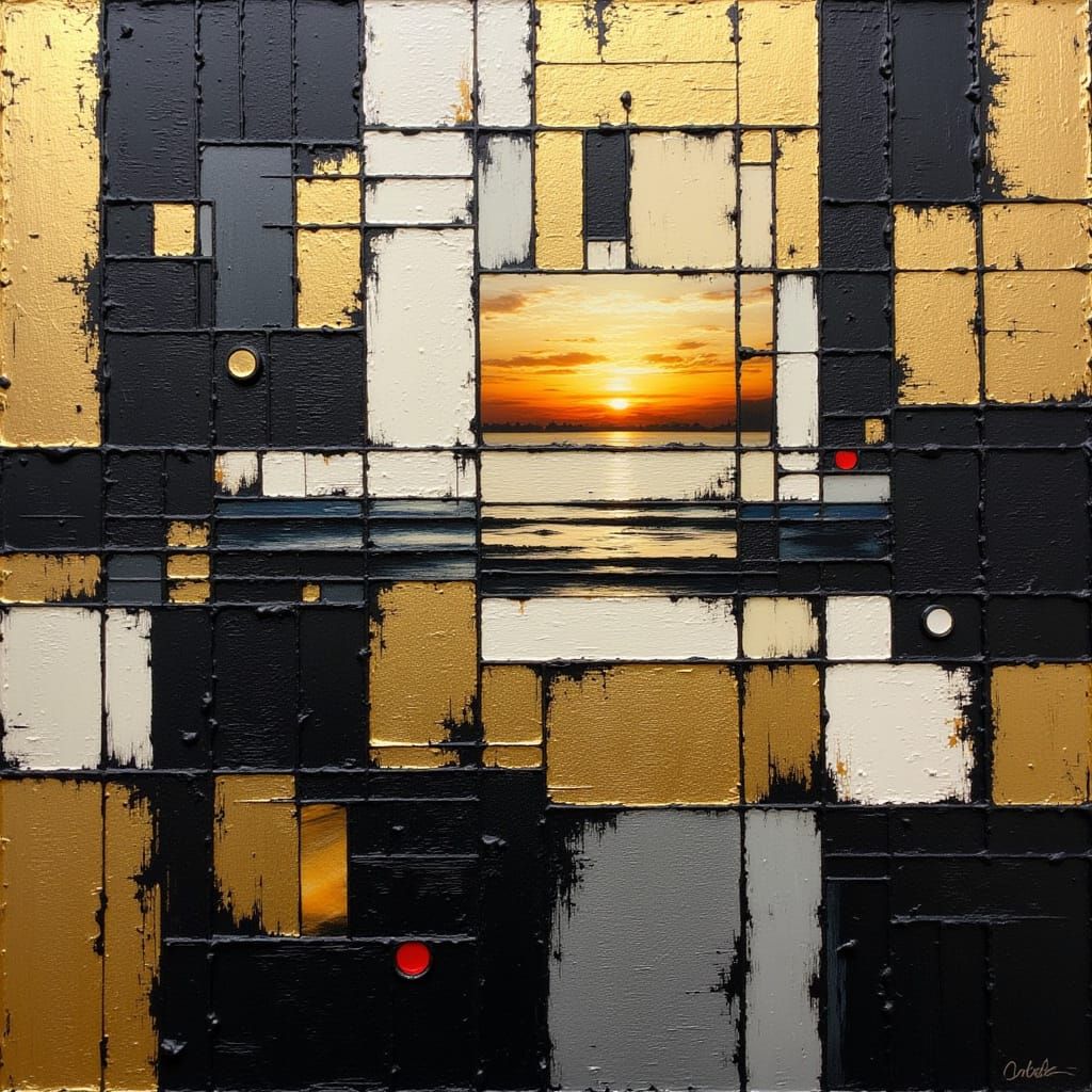 There is a sunset. A visually captivating work of modern min...