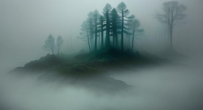 Ghostly Figure Floats in Foggy Swamp: Watercolor Fantasy