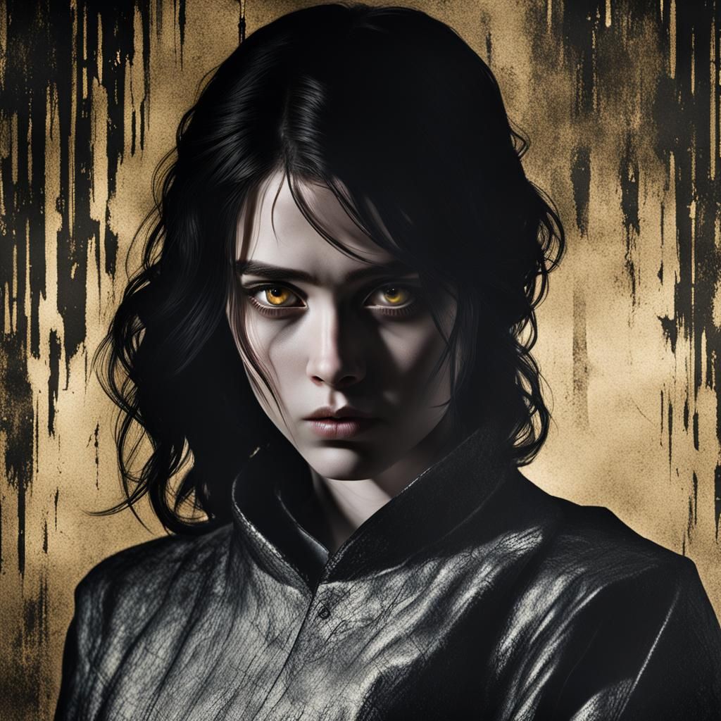 Dark Academia Portrait with Intense Gaze