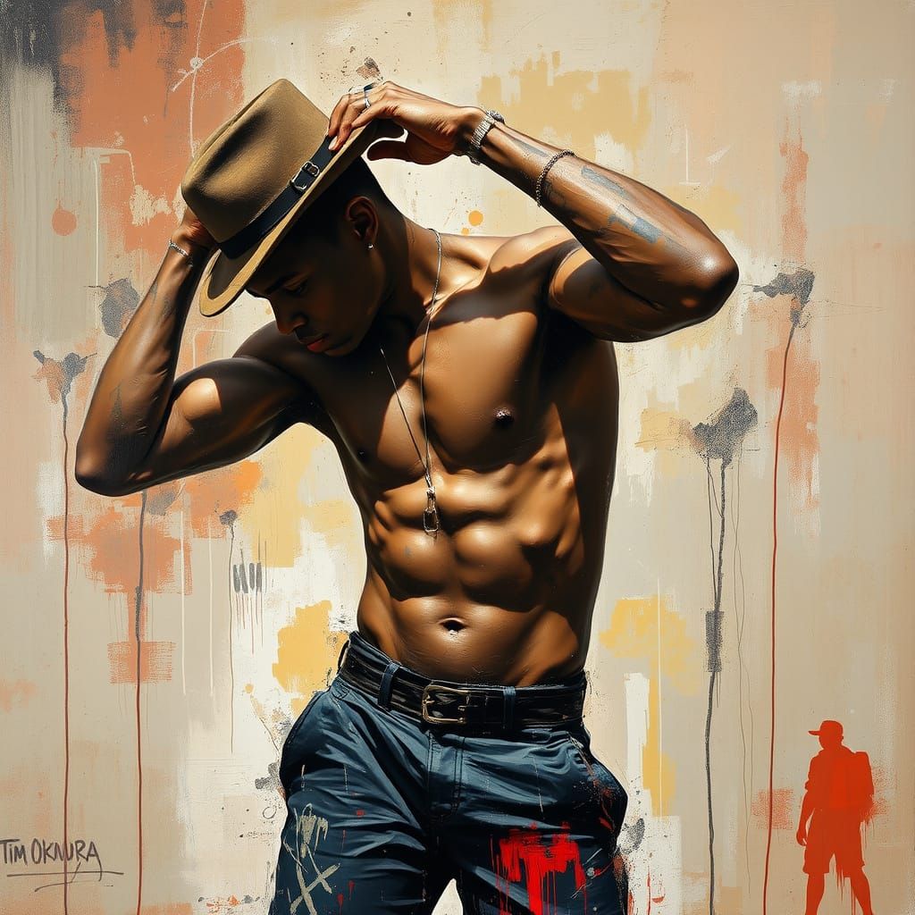 Breakdancer in Vibrant Abstract Oil Painting