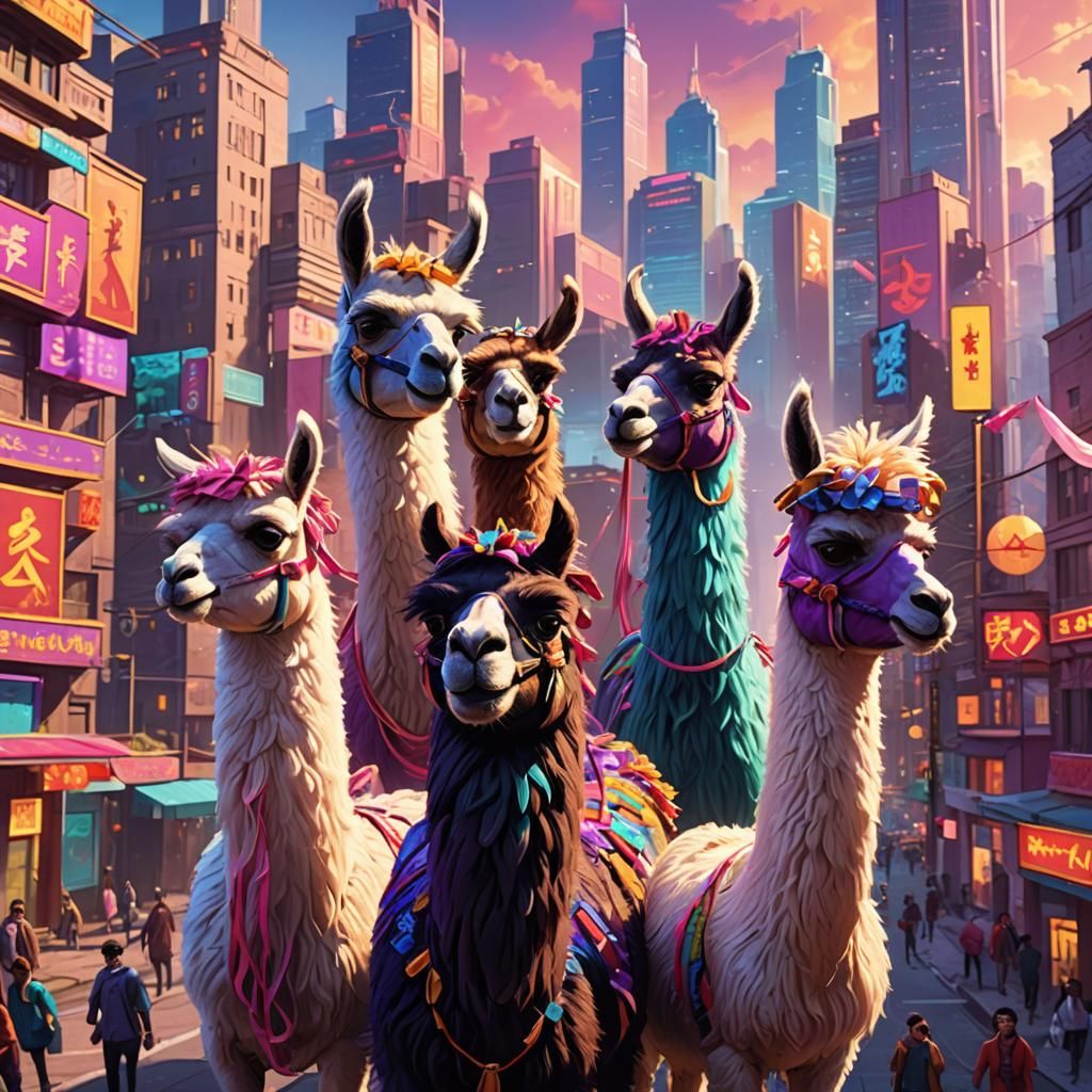 Tourist Llamas Visit a Utopian City