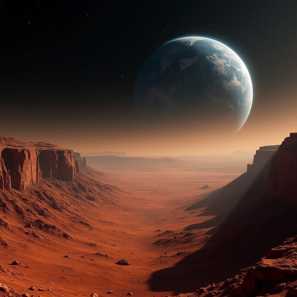 Mars Landscape Unveils Earthly Beauty with Rustic Red Terrai...