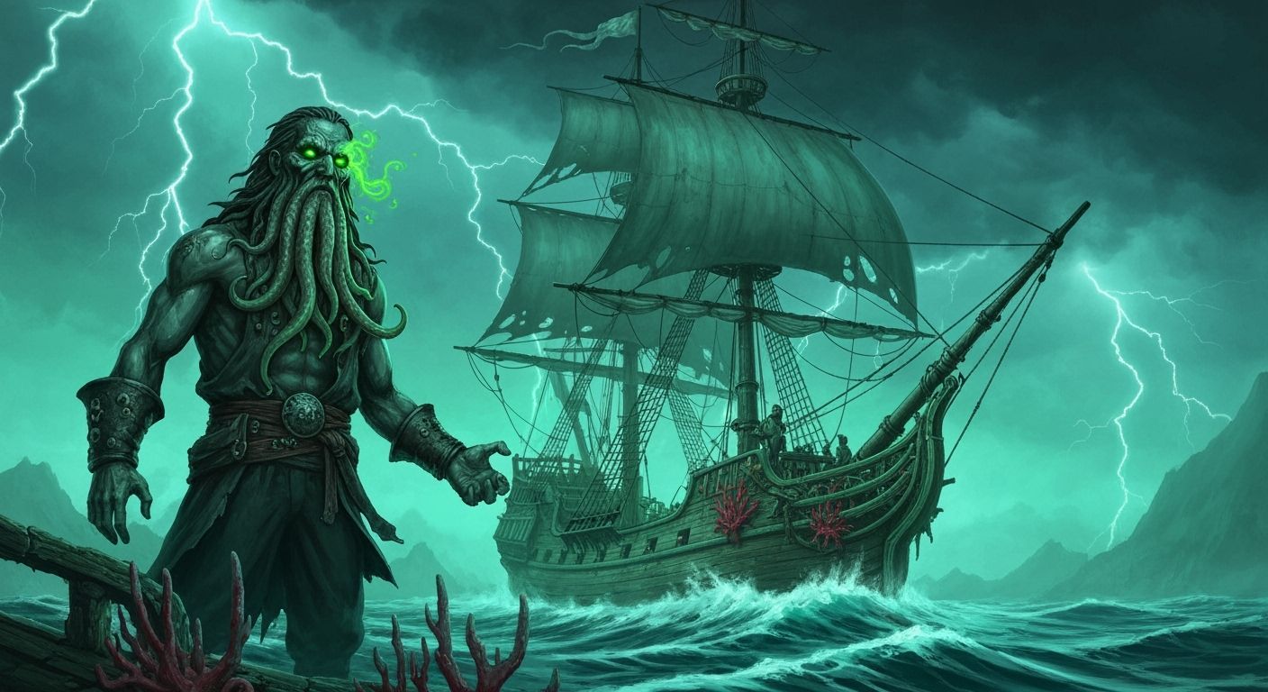 Davy Jones Commands the Spectral Flying Dutchman