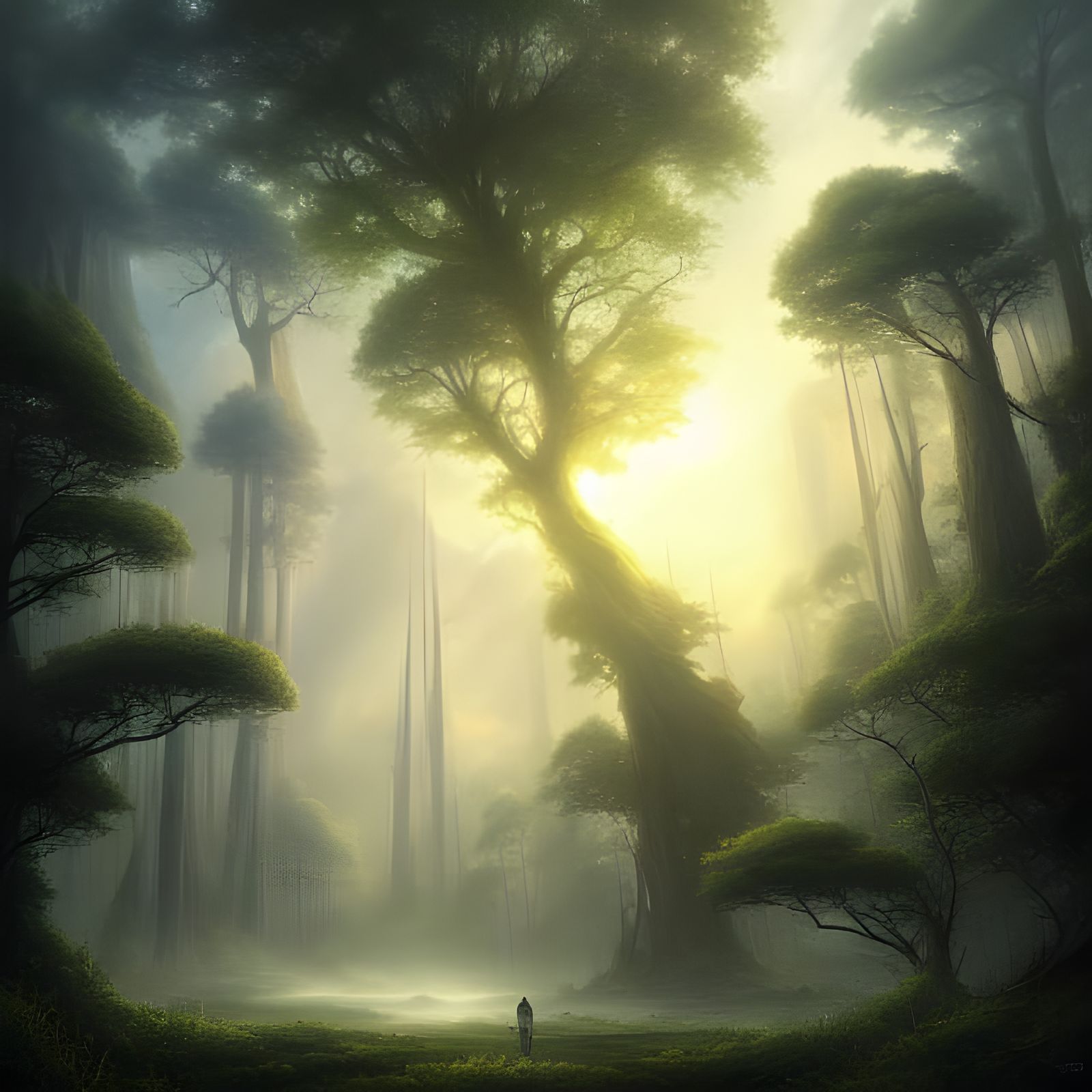 Futuristic Overgrown Trees Reach Beyond the Clouds