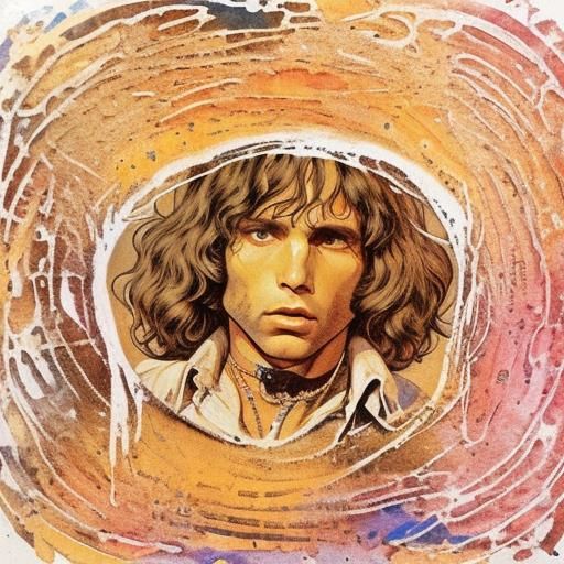 Jim Morrison Portrait in Psychedelic Style