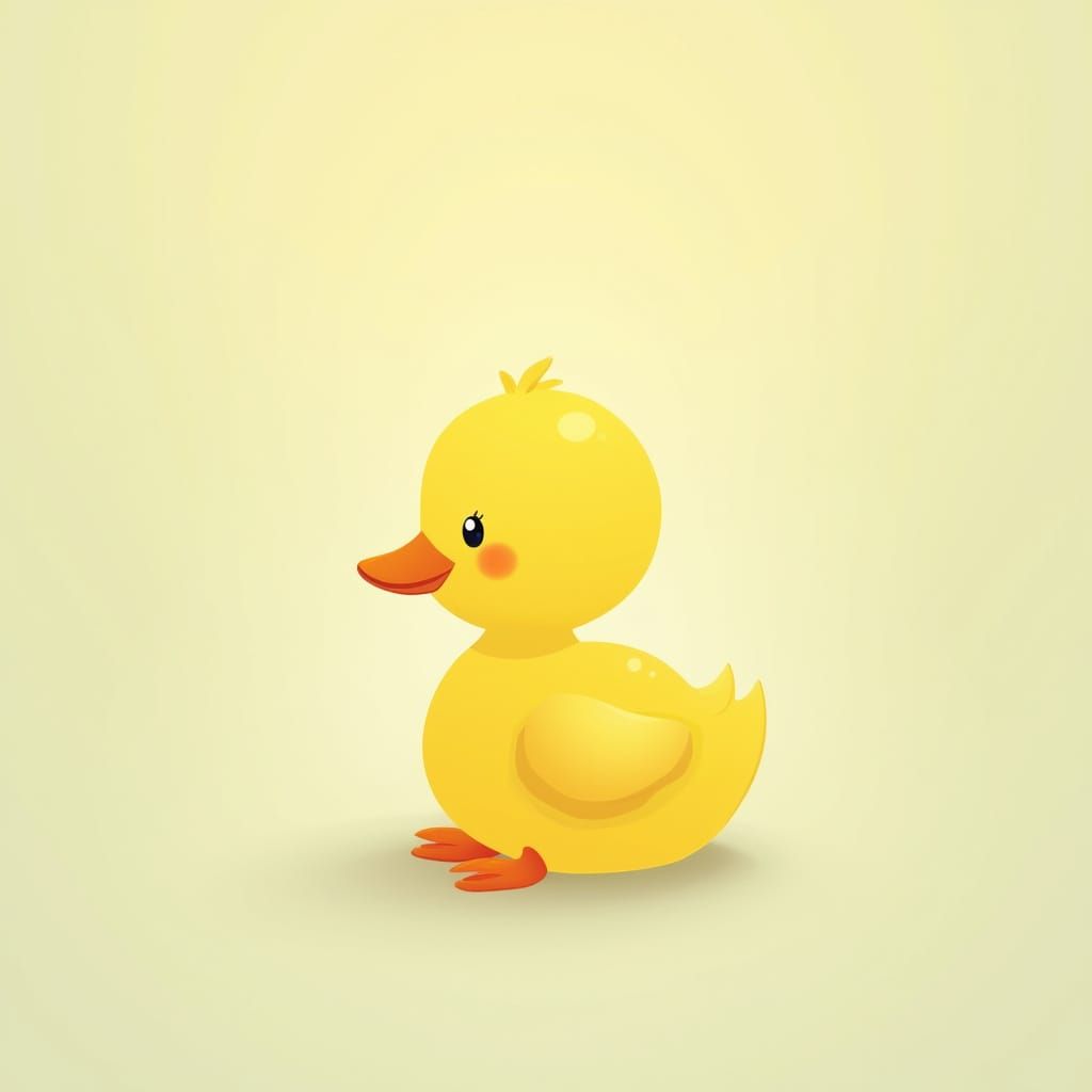 Cute Yellow Duckling in Minimalist Flat Design