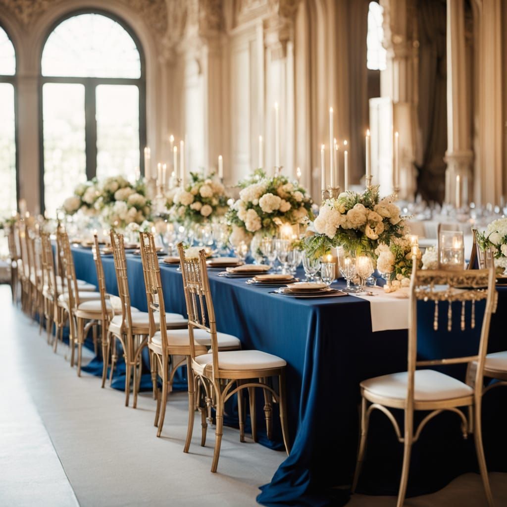 Elegant Film Set with Navy Blue and Gold Accents