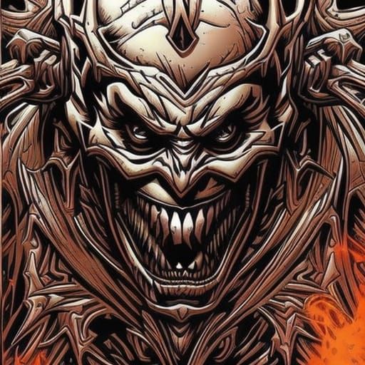 Bloody Horror Clown Skull in Comic Book Art