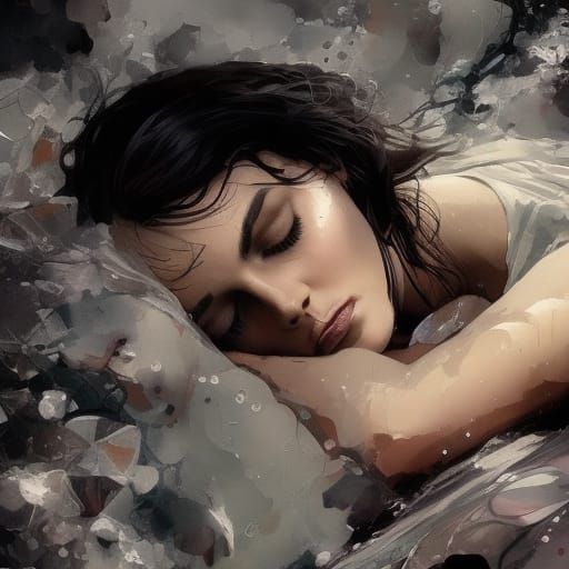 Sleeping Beauty: Hyperrealistic Splash Art Portrait