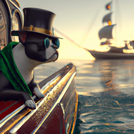 Boston Terrier on Ocean Liner: Hyperdetailed Concept Art