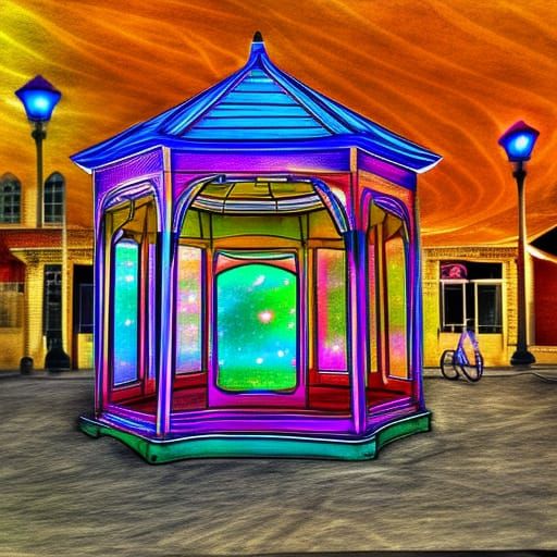 Gazebo in Town Square: Astral Cosmic Illustration