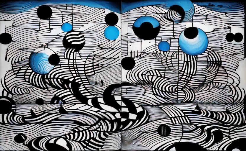 Abstract Graphic Score Flowing Over Winding River