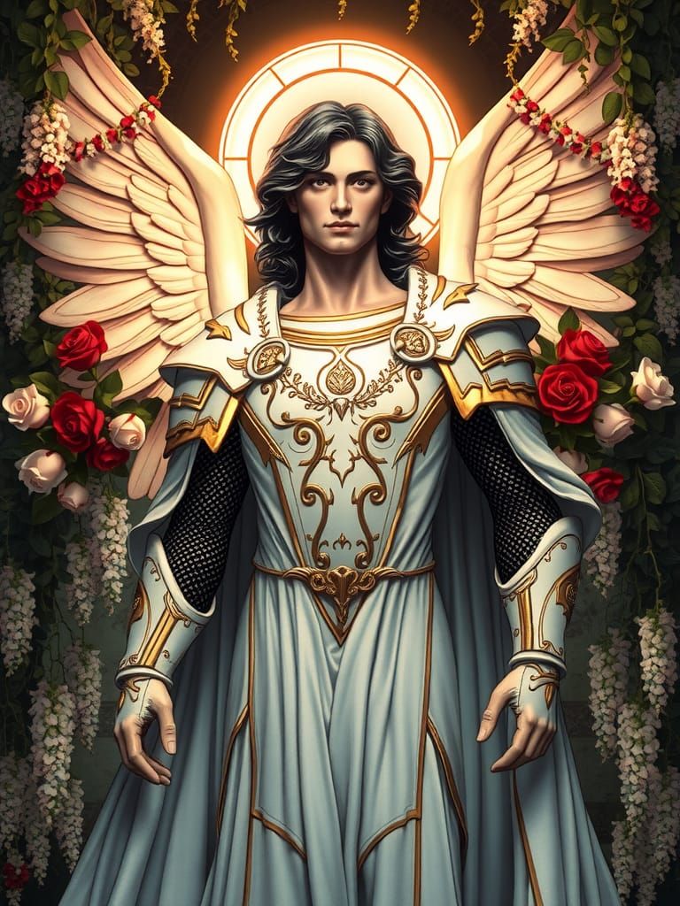 Stained Glass Superman Knight in High Gothic Style