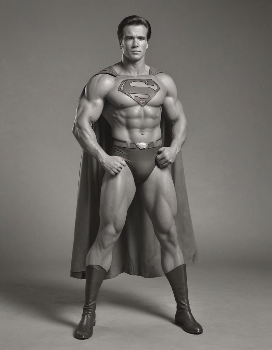 Arnold Schwarzenegger as Superman: Full Body Pose