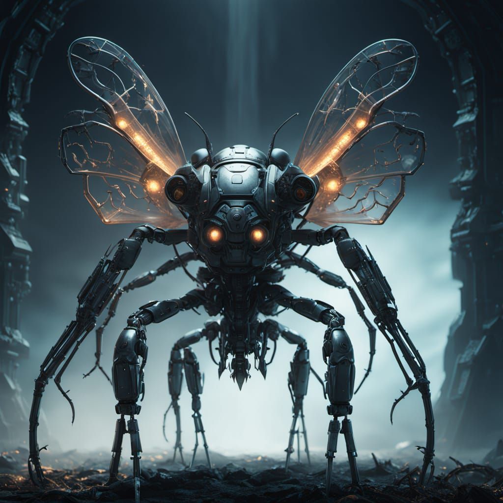 Surrealistic Insect Humanoid Hybrid in Ethereal Garden