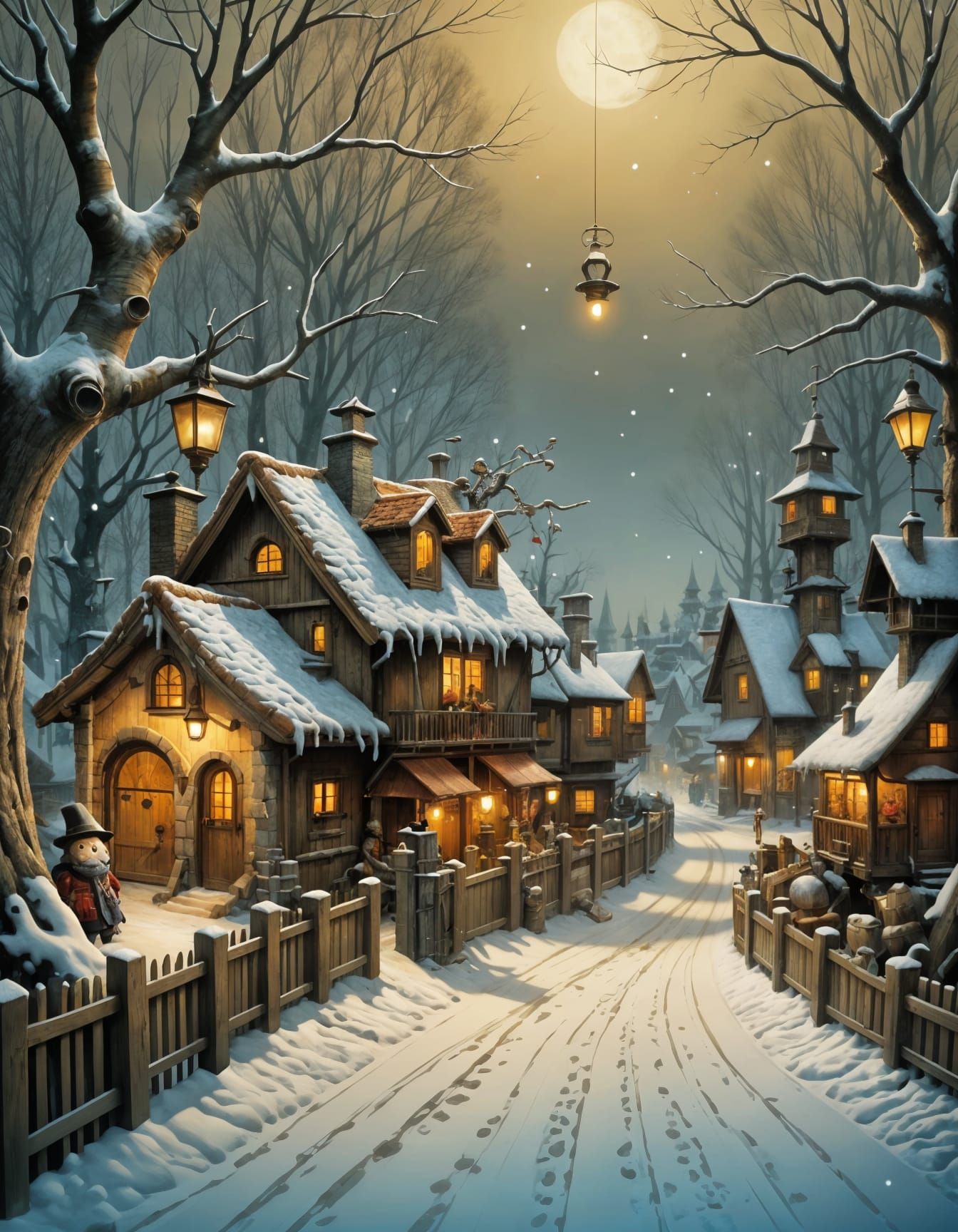 Stunning Christmas Village in Snow