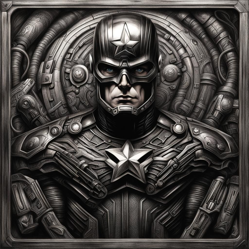 Captain America in H.R. Giger Style